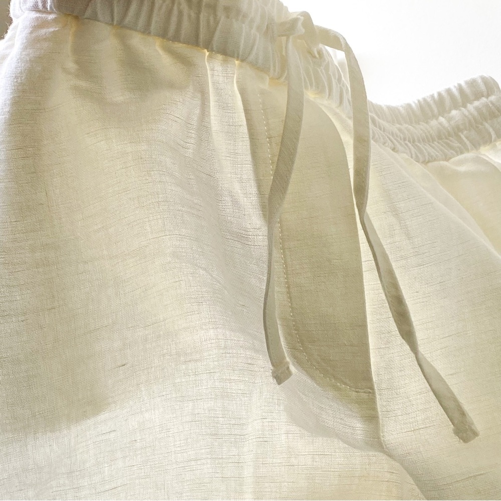 NWT J. Crew Factory White Linen Cotton Blend Drawstring Pants, Size 12